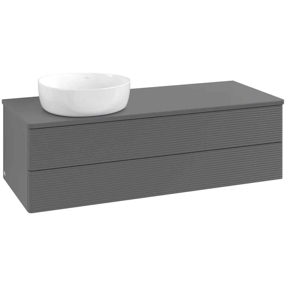 V&B ANTAO SERVANTSKAP 2 SKUFFER RILLET 1200X360X500 VENSTRE M/KRANHULL ANTRASITT v:6999402
