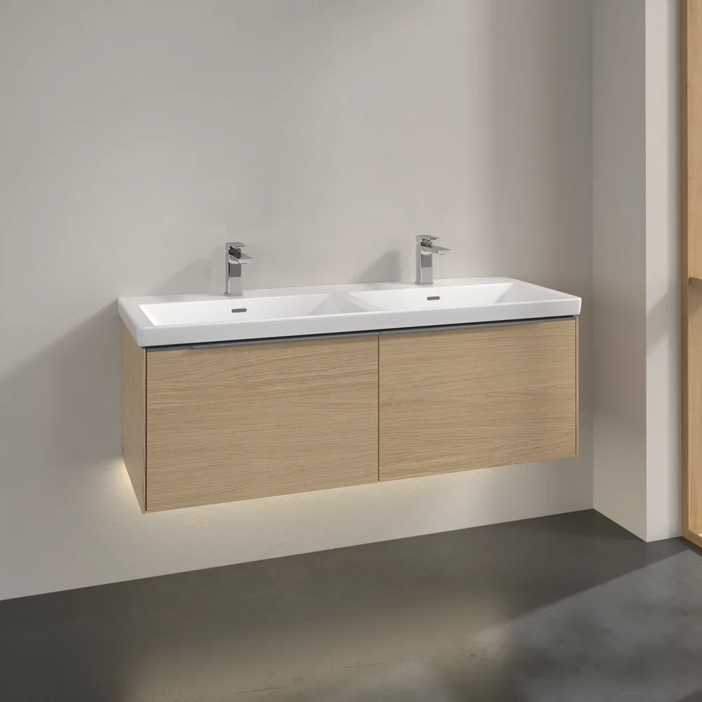 V&B SUBWAY 3.0 SERVANTSKAP 127X42 F/DOBBEL SERVANT NORDIC OAK M/LYS HÅNDTAK I KROM v:3018714