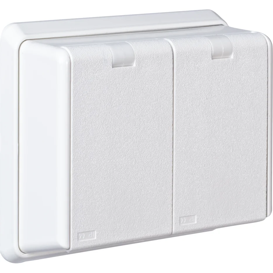 ELKO STIKKONTAKT DOBBEL IP44 INNFELT RS16 HVIT v:1629529