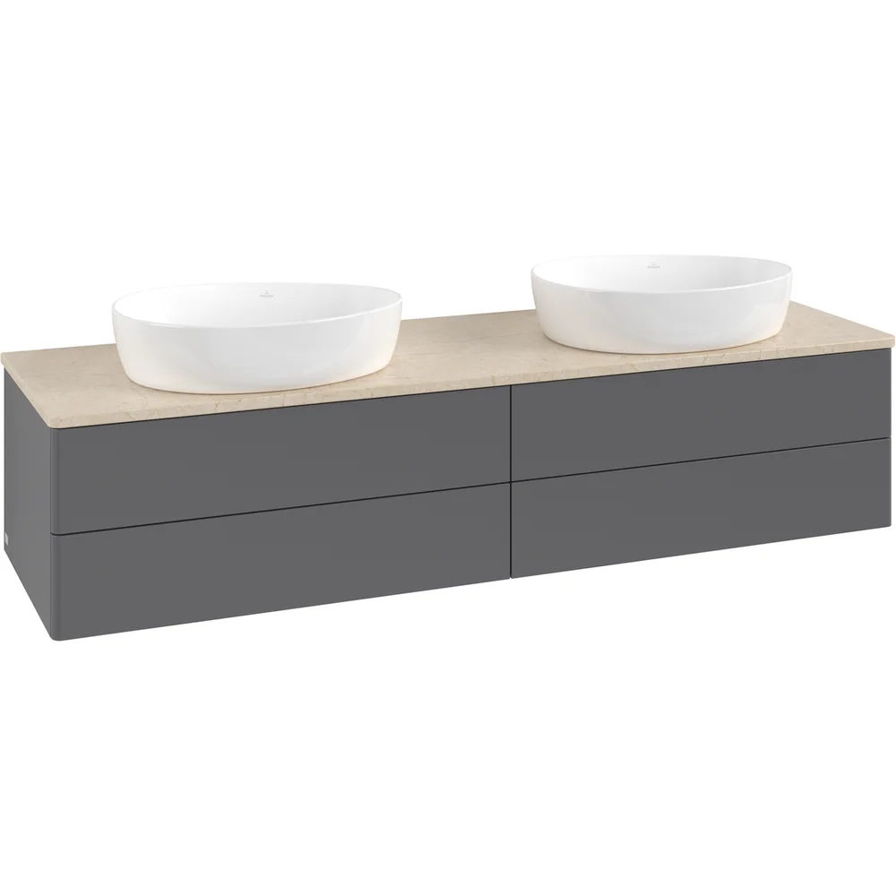 V&B ANTAO SERVANTSKAP 4 SKUFFER GLATT 1600X360X500 FOR 2 SERV. U/KRANHULL M/LYS ANTRASITT/CRÉME v:8913619