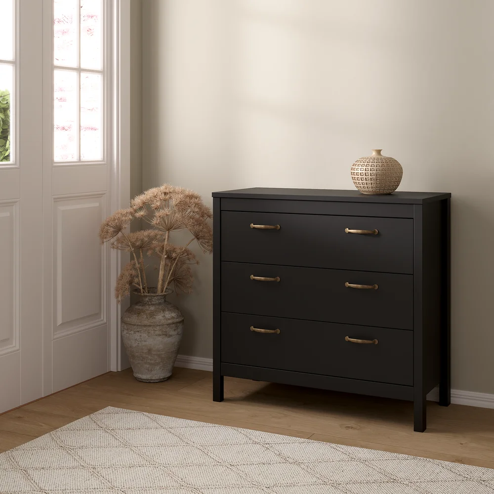 LIND LEONA KOMMODE SORT 3 SKUFFER 80X38X82 v:7745527