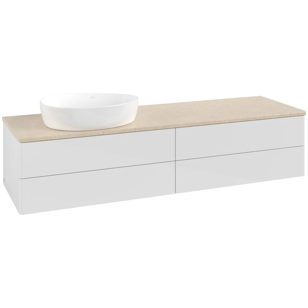 V&B ANTAO SERVANTSKAP 4 SKUFFER GLATT 1600X360X500 VENSTRE U/KRANHULL HVIT/CRÉME v:6693010