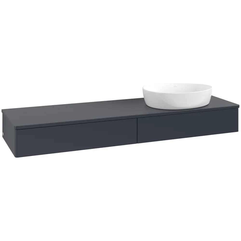 V&B ANTAO SERVANTSKAP 2 SKUFFER GLATT 1600X190X500 HØYRE M/KRANHULL BLÅ v:7728413