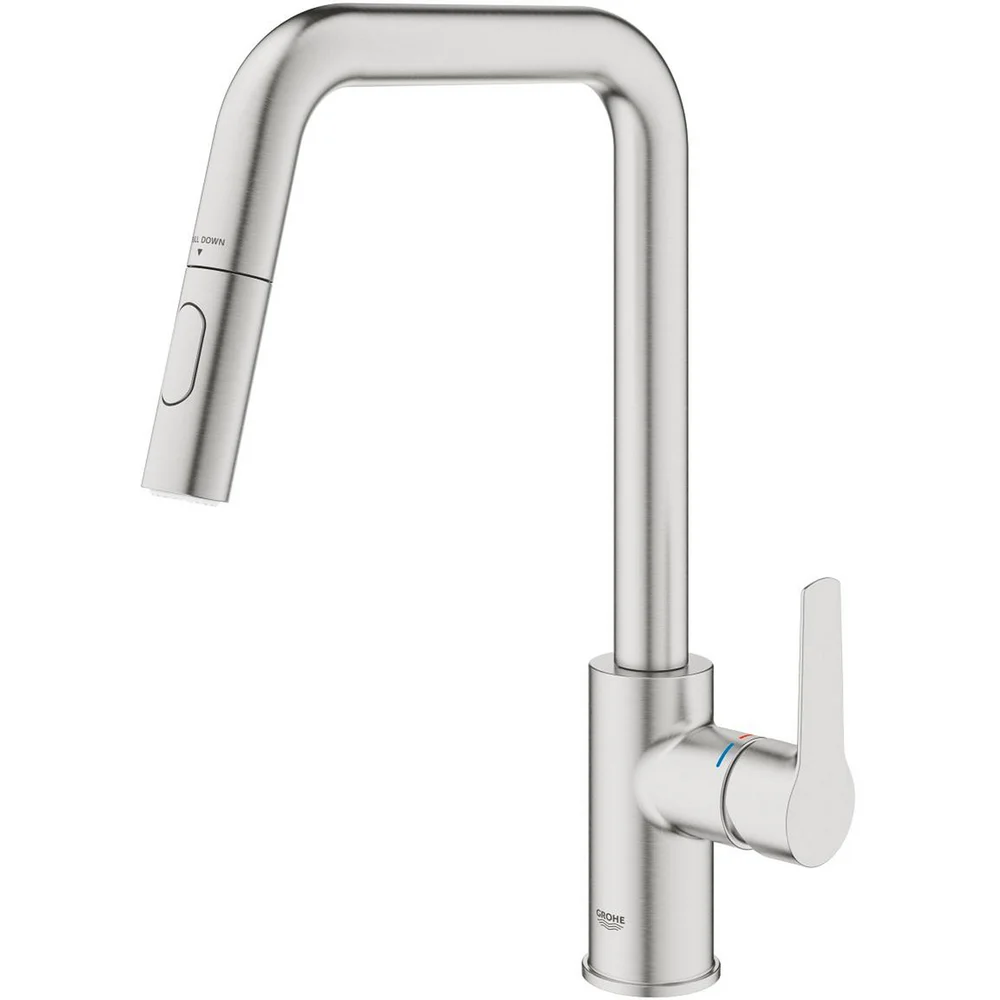 GROHE START KJØKKENARMATUR M/UTTREKKBAR U-TUT DUAL SPRAY SUPERSTEEL v:3916566 GROHE START KJØKKENARMATUR M/UTTREKKBAR U-TUT DUAL SPRAY SUPERSTEEL v:3916566